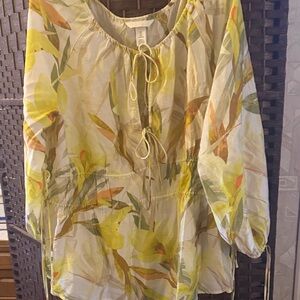 Sale 🌹H&M Yellow and Green Floral Blouse